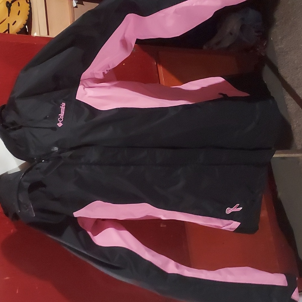 Columbia rain jacket. Breast cancer awareness addition